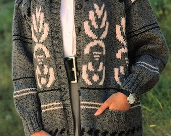 Ladies Fair Isle Cardigan, Knitting Pattern. PDF Instant Download.