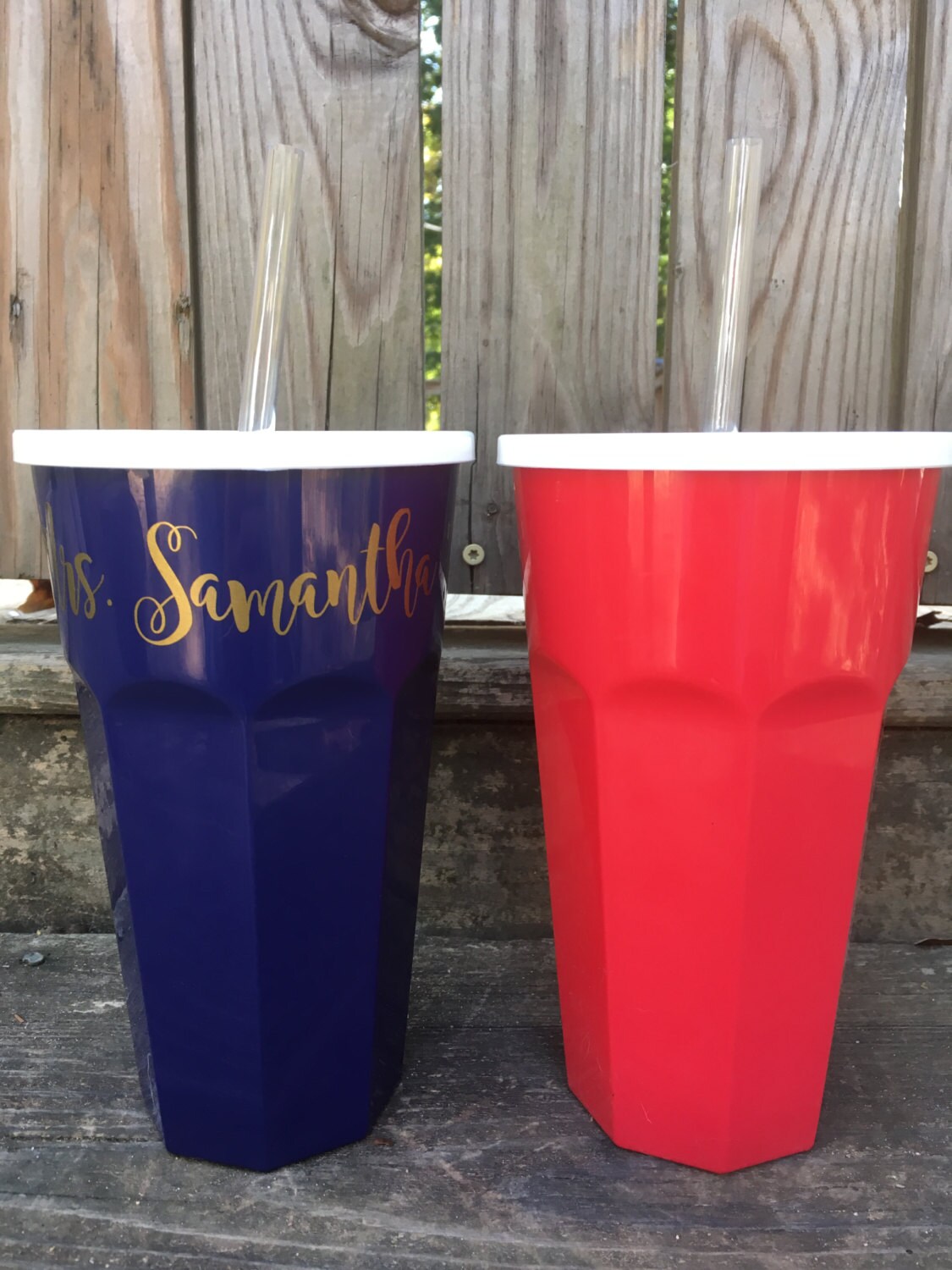 Reusable Cup with Lid Personalized Plastic Cup by VinylVineyardCo