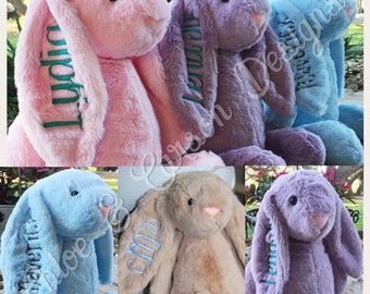 Personalized Monogrammed plush stuffed animal toy bunnies Easter