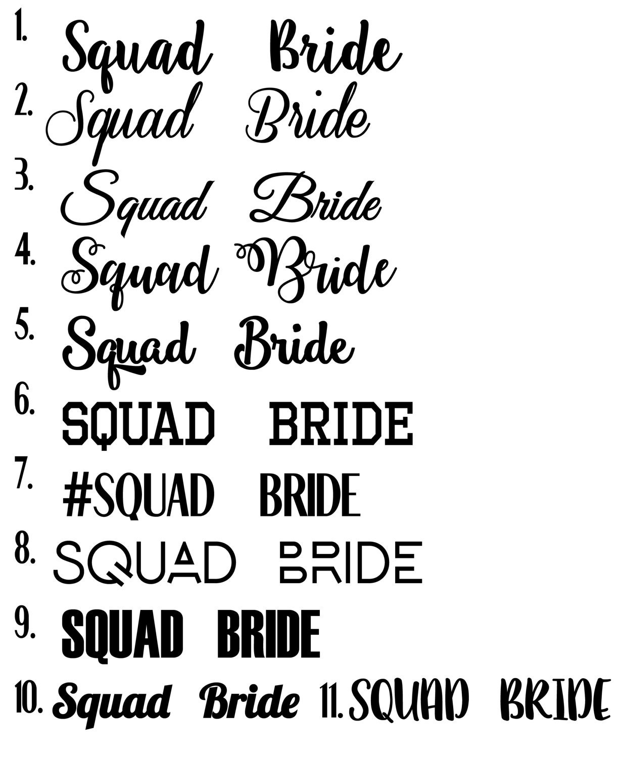 Squad Bridesmaid IronOn Decals Make Your Own