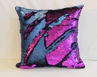 Aqua and Purple Mermaid Pillows, Sequin Pillows Cover, Pillow, Throw Pillow, Luxury Sequin Pillows