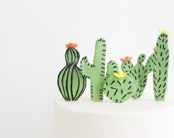 Fondant Cactus Cake Toppers, Edible Cake Toppers, Wedding Decoration, Party Cake Topper