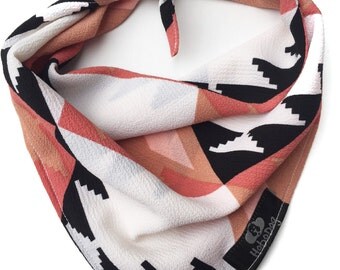 Tribal Dog Bandana, Boho Dog Bandana,Pink/White/Black/Brown Dog Bandana, Tie On Dog Bandana