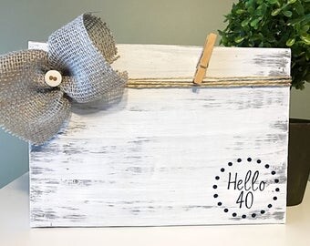 40th birthday gifts for women - birthday frame - rustic picture frame - rustic home decor - best friend birthday gift - farmhouse decor