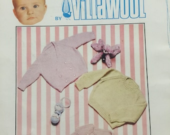 Baby Knits no.1 Villawool Baby Knitting Patterns - 1970s Bonnets, Bootees, Vintage Knitting Patterns - 21 Pages