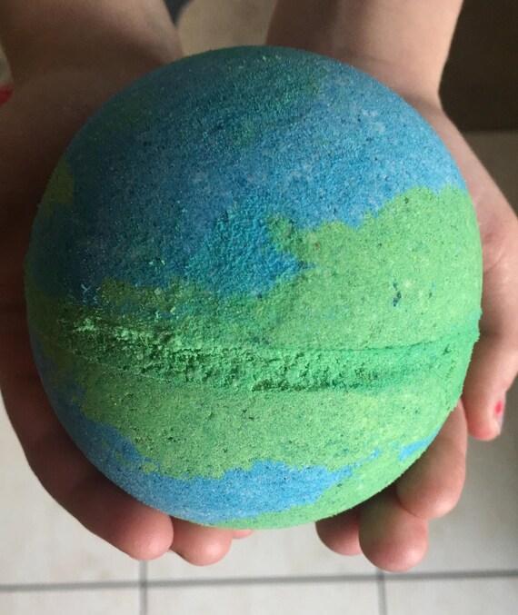 Earth bomb... MASSIVE Earth shaped bath bomb... green and blue
