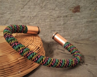Handmade Paracord Bracelet 9mm bullet casting Veteran made Colorful Men or Women Second Amendment