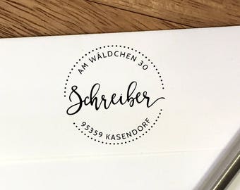 Custom Return Address Stamp: Self Inking Stamp or Rubber Stamp with Wood Handle