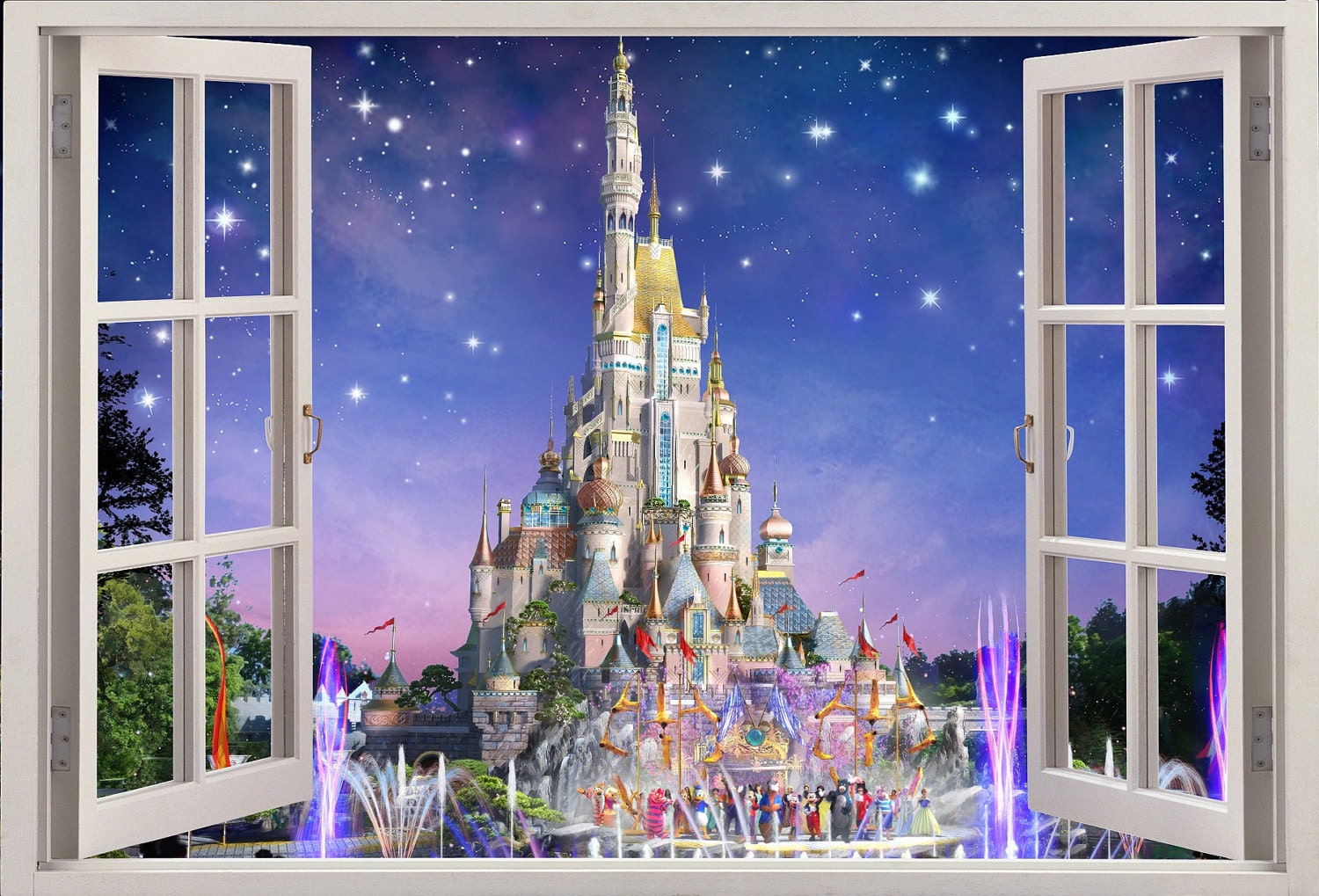 3D Wall Sticker Window Disney Castle / SelfAdhesive Vinyl