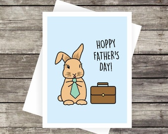Hoppy Father's Day Greeting Card | Fathers Day Card, Blank Card, Bunny Card