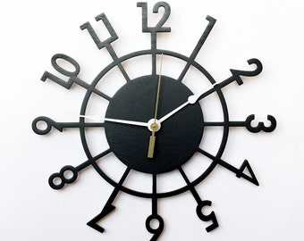 Large wall clock, Wooden wall clock, Wood clock, Wall clock, Modern large clock, Kitchen clock,