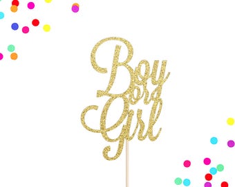 Boy or Girl Cake Topper | Gender Reveal Cake Topper | Customize to Any Colour | Baby Shower Cake Topper | He or She Cake Topper