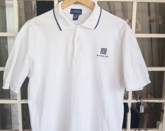 Vintage Givenchy polo tee spellout/white/large/made in usa/givenchy paris/milan