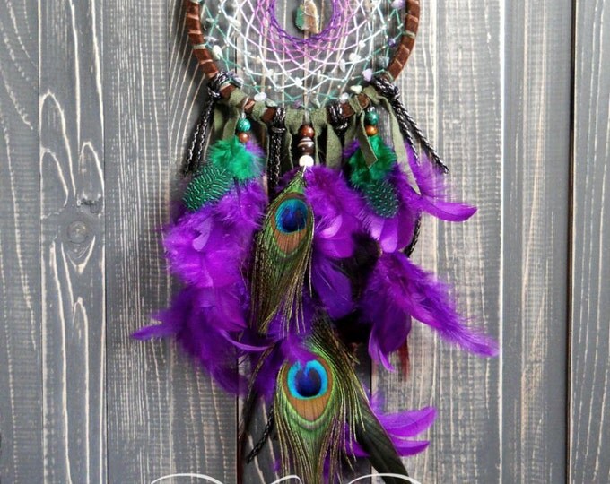 Dreamcatcher peacock feathers boho dreamcatcher peacock decor multicolor peacock dreamcatcher hippie dreamcatcher unique dreamcatcher