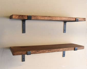 10" Depth Fixer Upper Farmhouse Floating Shelf, Flat Steel Handmade Industrial Rustic Shelve, Modern Blacksmith Farmhouse Shelves