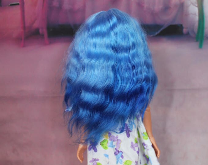 Colored Navy blue Angora Wig for MNF and similar size MSD dolls head