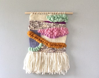 Woven Wall Hanging woven wall hanging pink navy grey mint geometric Woven Wall Hanging woven wall hanging pink navy grey mint geometric