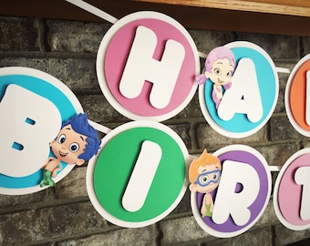 Bubble Guppies Birthday Banner, Happy Birthday, Colorful Sign