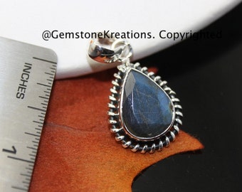 Labradorite Pendant, Sterling Silver Pendant, Gemstone Pendant