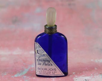 Evening in Paris Perfume Bottle with Glass Stopper, Cobalt Blue, Vintage from 1920s