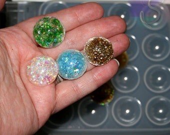 1 Resin Jewelry Mold Round Cabochon - 16 Cavity Resin, Polymer Clay, Jewelry Mold 6.5"X7", SZS1268