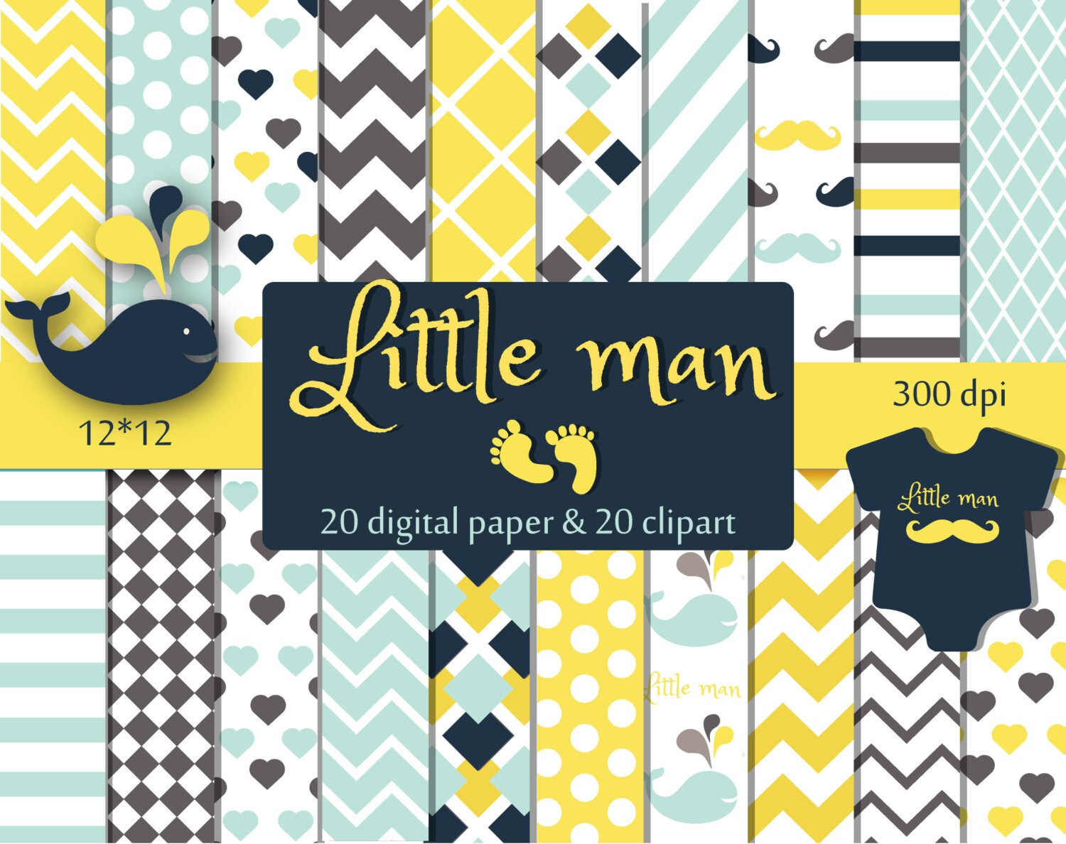 Baby Digital Paper Baby Boy Patterns Baby Paper Packs Yellow