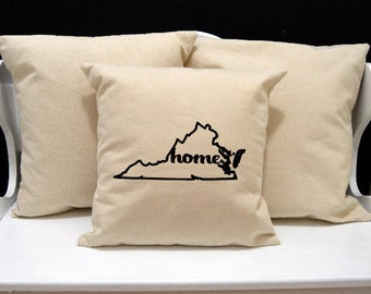Virginia Home Pillow, Virginia Pillow, home pillow, pillow gift, Virginia gift, Envelope Pillow Cover, state pillow, VA pillow, 20x20 pillow