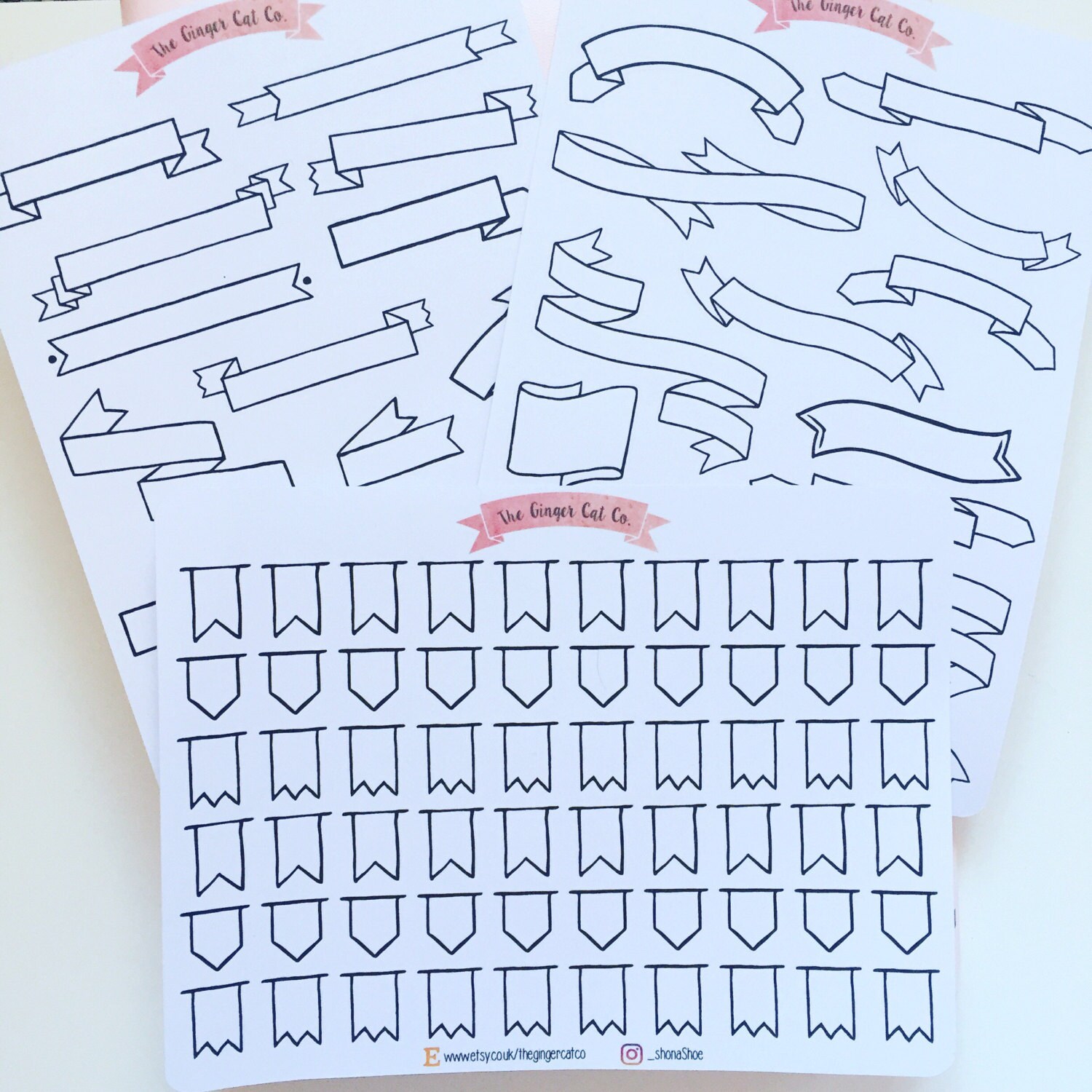 black and white banners bullet journal stickers planner