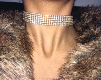 PARIS Silver sparkle crystal / diamond choker