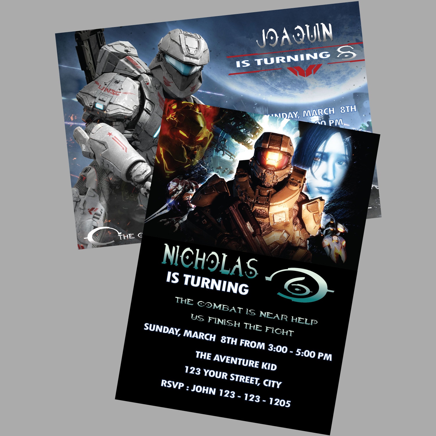 Halo Birthday Party Invitation with photo Video Game