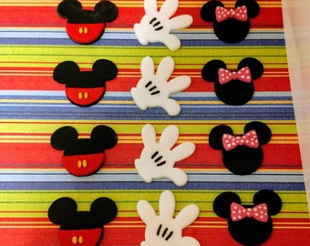 Mickey and Minnie Mouse Cake Toppers - Mickey Mouse Cake Mickey Fondant - Minnie Fondant - Fondant Mickey Glove - Kids Birthday Cake Topper