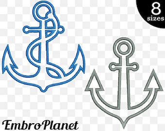 Anchor Appliques - Designs for Embroidery Machine Instant Download digital file graphic satin stitch 4x4 5x7 inch hoop nautical ship 602e