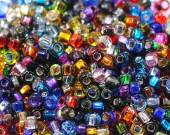 8/0 Japanese Seed Beads / Silver Lined Multi Color / 28 Grams / Miyuki / 8SLM
