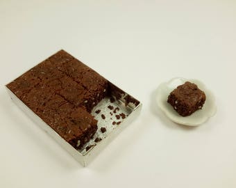 Miniature brownies, dollhouse chocolate cake, dollhouse miniatures, miniature food, dollhouse food, 1:12 scale, dollhouse kitchen