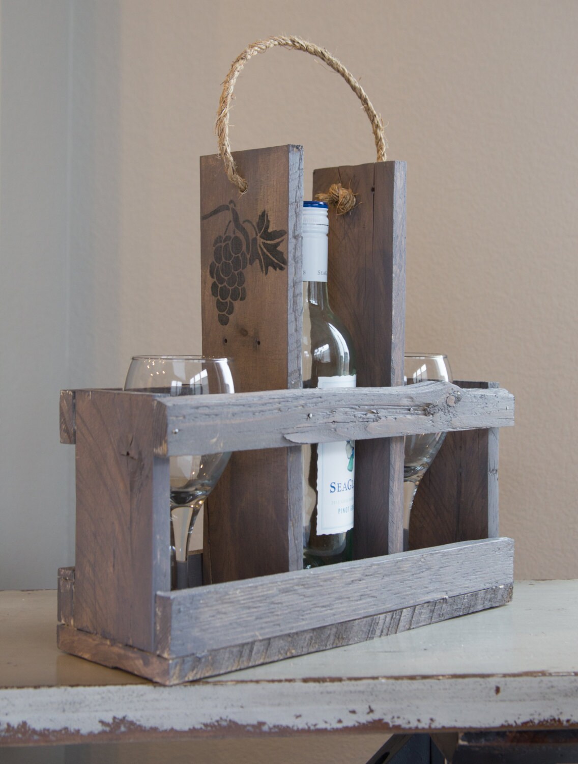 Wooden Wine Caddy. Wine Caddy. Wine carrier. by WoodenCraftStudio