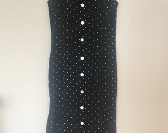 SALE!* 90s black & white polka dot maxi dress