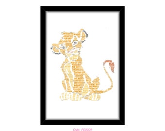 PERSONALISED Simba From The Lion King Word Art Print Gift Idea Birthday Present Narla Wall Art Home Decor Print Nursery New Baby 21st 30th