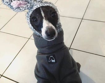 The bunny hat. Easter hat, snood for your dog. Uk seller. Choose your colour. Greyhound , Italian greyhound, Iggy, whippet