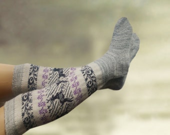 High over knee socks, Womens knee socks, Wool leg warmers, Fuzzy wool socks, Knee high socks, Merino wool socks, Winter knee socks,
