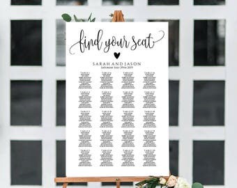 Wedding Seating Chart Template, Printable Find Your Seat Wedding Sign, Table Seating Chart, Instant Download PDF WLP298