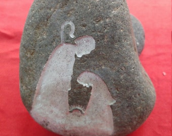 Bethlehem engraved in stone of beach