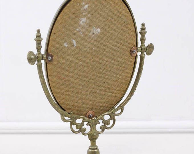 Art nouveau mirror, vintage brass mirror, ornamental dressing table picture frame, small table standing swing mirror, rustic home decor