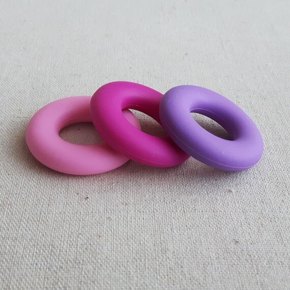 Pink Set of Silicone Donuts, Silicone Rings, Necklace Rings, SIlicone ...