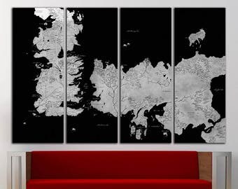 Game of Thrones Old World Map Canvas Print Vintage Game of Thrones Map Wall Art World Map Wall Decor Vintage Map Canvas World Map Print Old