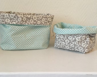 Set of 2 reversible fabric baskets