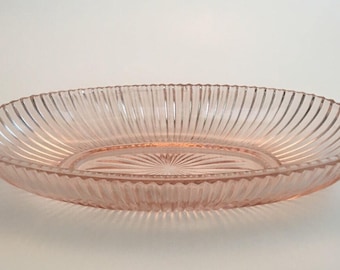 Hocking Pink Depression Glass, Queen Mary Verical Ribbed Celery Dish