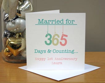 Personalised Hanging 1st Wedding Anniversary Card - Paper Anniversary Card - First Anniversary Card - 1st Anniversary Card - Cards For Them