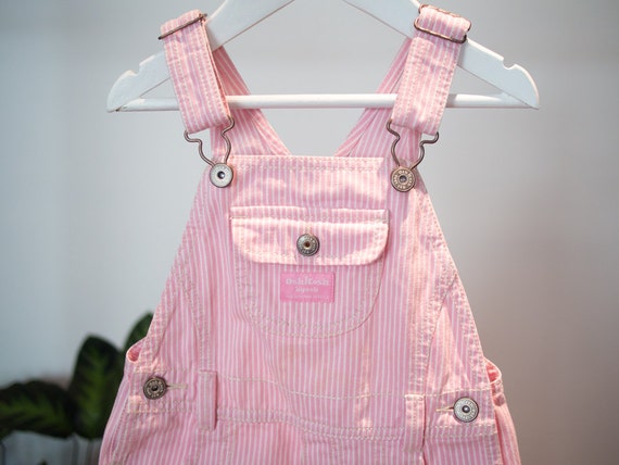 Vintage Osh Kosh B’Gosh Pink & White Stripe Kids Dungarees