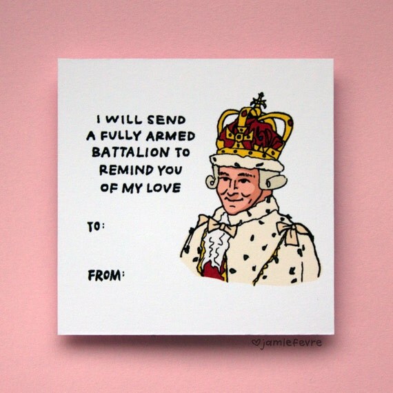 King George III Valentine Card Hamilton the Musical