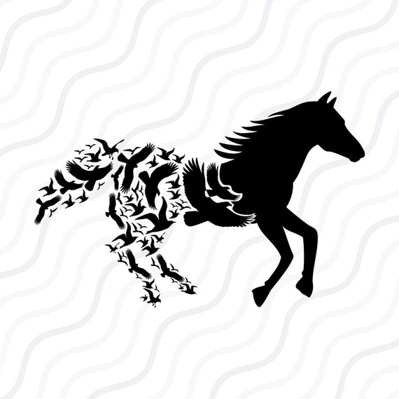 Download Horse with Birds SVG Birds flying SVG Horse SVG Cut table